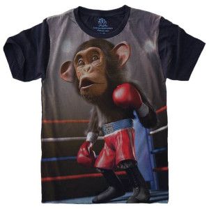 Camiseta Macaco Chimpanzé Boxe S-474