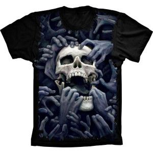 Camiseta Skull Caveira Mãos Hands