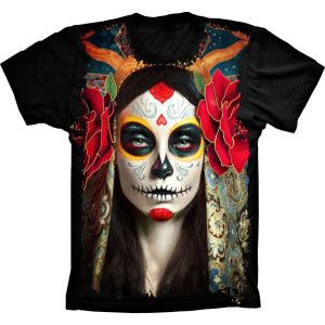 Camiseta Skull Caveira Mexicana Mulher
