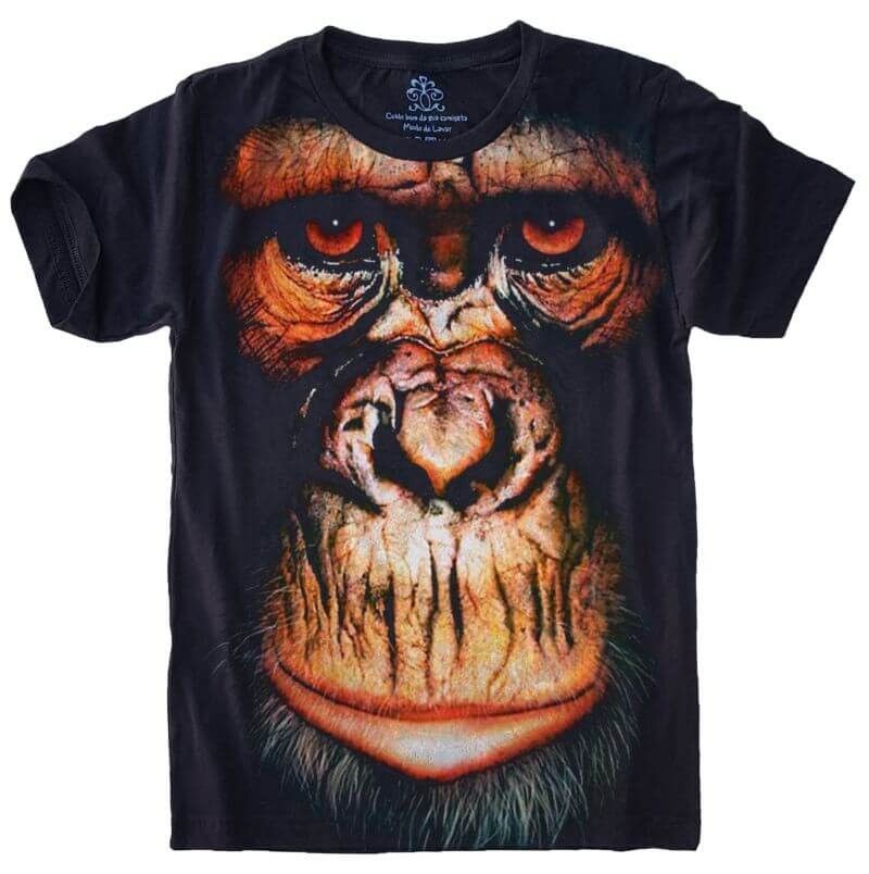 Camiseta Camisa Macaco Rosto 3d Animal - Y03